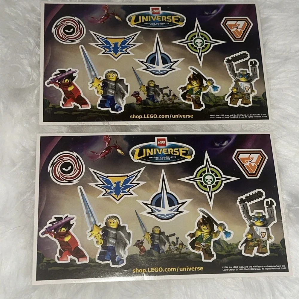 LEGO Universe MMO Promotional Sticker Sheets 2010 Set of 2 Rare Collectible
